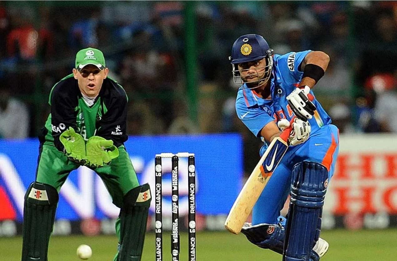 विराट कोहली बल्लेबाजी के दौरान (photo: AFP)